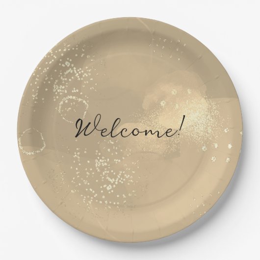 Assiettes En Carton Romantic glitter gold art (Devant)