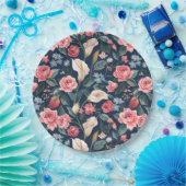 Assiettes En Carton Romantic Navy Blue Floral Garden Pattern (Fête)