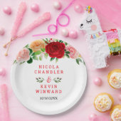 Assiettes En Carton Romantic Roses Floral Wedding (Fête)