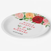 Assiettes En Carton Romantic Roses Floral Wedding (Angle)