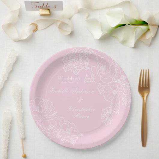 Assiettes En Carton Romantic Wedding Peonies Blush Pink (Mariage)