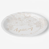 Assiettes En Carton Romantic Wedding Peonies Ivory White (Angle)