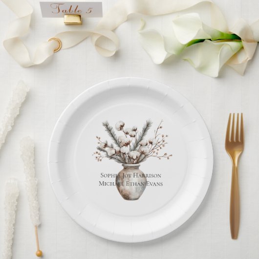 Assiettes En Carton Romantic White Flowering Tree in Vase Wedding (Mariage)
