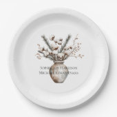 Assiettes En Carton Romantic White Flowering Tree in Vase Wedding (Devant)