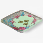 ASSIETTES EN CARTON ROMANTICA , FLEURS DE SAINT-PATRICK ET ROSES (Angulaire)