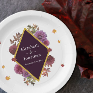 Assiettes En Carton Romantique Automne Dahlia Mariage