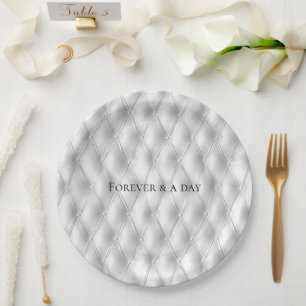 Assiettes En Carton Romantique Blanc Faux Mariage en cuir