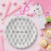 Assiettes En Carton Romantique Blanc Faux Mariage en cuir (Fête)