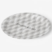 Assiettes En Carton Romantique Blanc Faux Mariage en cuir (Angle)