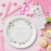 Assiettes En Carton Romantique Blush & Green Floral Wreath Mariage (Fête)