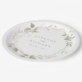 Assiettes En Carton Romantique Blush & Green Floral Wreath Mariage (Angle)