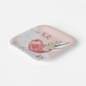 Assiettes En Carton Romantique Boho rose Coeur Plumes marbre marbré ma (Angulaire)
