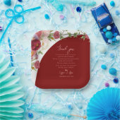 Assiettes En Carton Romantique Bourgogne Floral Mariage Message (Fête)