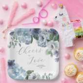 Assiettes En Carton Romantique Dusty Blue Floral Fête des mariées Part (Fête)