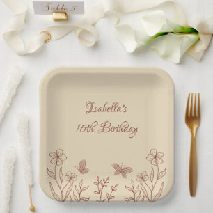 Assiettes En Carton Romantique élégante terre cuite florale