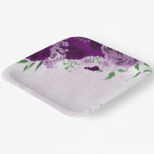 Assiettes En Carton Romantique fleurs violet vert mariage (Angulaire)