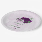 Assiettes En Carton Romantique fleurs violet vert mariage (Angle)