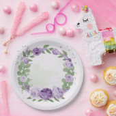 Assiettes En Carton romantique fleurs violettes vert feuille pap botan (Fête)