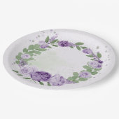 Assiettes En Carton romantique fleurs violettes vert feuille pap botan (Angle)