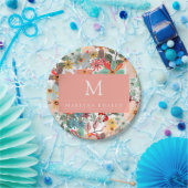 Assiettes En Carton Romantique Floral doux rose vert pêche classique (Fête)