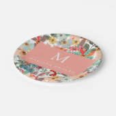 Assiettes En Carton Romantique Floral doux rose vert pêche classique (Angle)