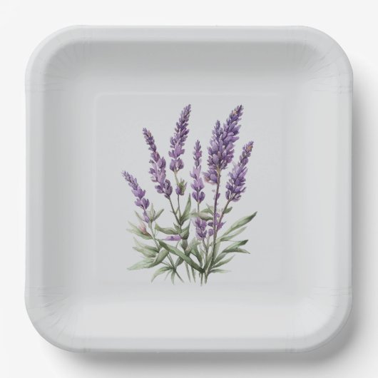 Assiettes En Carton Romantique Gris Violet Lavande Fête des mariées fl (Recto)