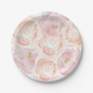 Assiettes En Carton Romantique Peonies roses Floral