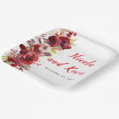 Assiettes En Carton Romantique Roses Rouges Mariage Floral (Angulaire)