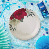 Assiettes En Carton romantique rouge et jaune pâle plaques en papier (Fête)