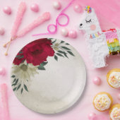 Assiettes En Carton romantique rouge et jaune pâle plaques en papier (Fête)