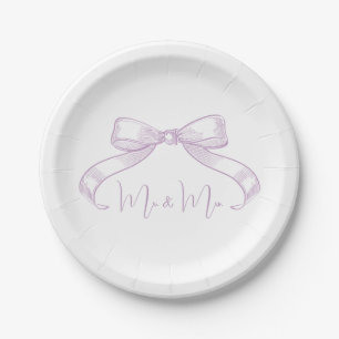Assiettes En Carton Romantique Sketched Bow l Lilac M & Mme la Mariage