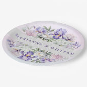Assiettes En Carton Romantique violet iris et pivoines Mariage floral (Angle)