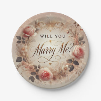 Assiettes En Carton Romantique : "Vous M'épouserez ?" Plaque de papier