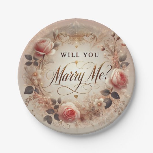 Assiettes En Carton Romantique : "Vous M'épouserez ?" Plaque de papier (Devant)