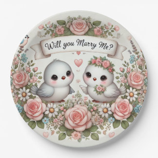 Assiettes En Carton Romantique : "Vous M'épouserez ?" Plaque en papier