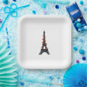 Assiettes En Carton Romantique White Red Hearts Tour Eiffel Mariage (Fête)