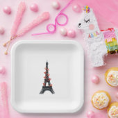 Assiettes En Carton Romantique White Red Hearts Tour Eiffel Mariage (Fête)