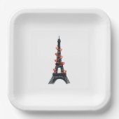 Assiettes En Carton Romantique White Red Hearts Tour Eiffel Mariage (Recto)