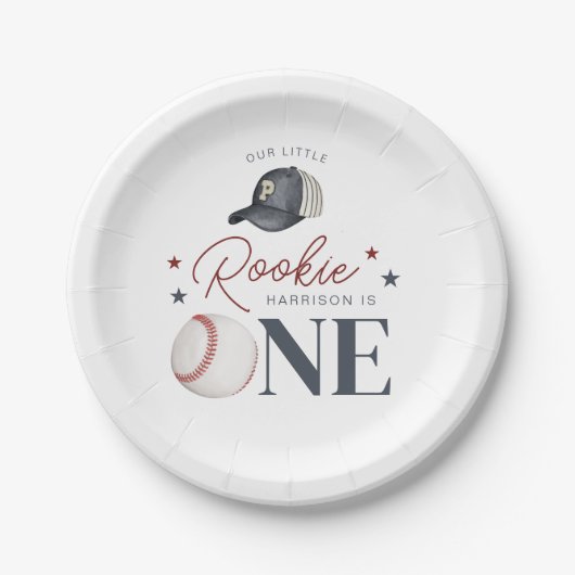 Assiettes En Carton Rookie 1er anniversaire - Un (Devant)