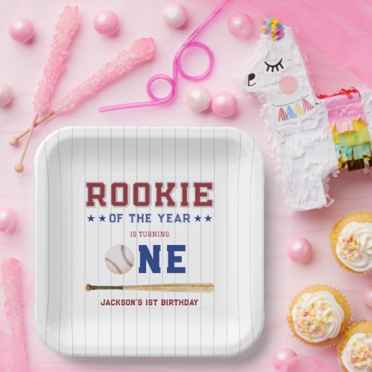 Assiettes En Carton Rookie de l'année 1er Anniversaire Baseball (Fête)