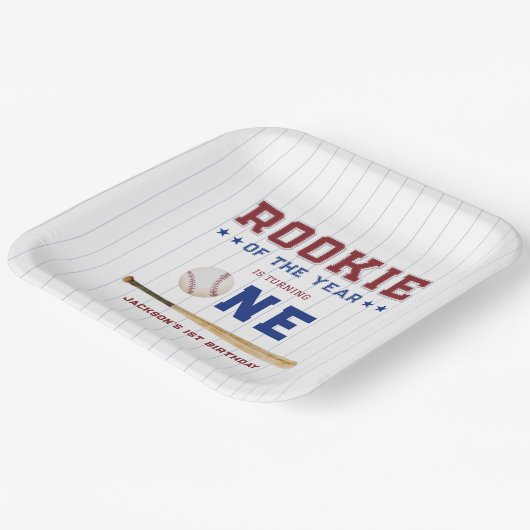 Assiettes En Carton Rookie de l'année 1er Anniversaire Baseball (Angulaire)