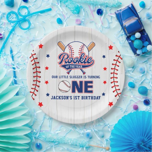 Assiettes En Carton Rookie de l'année 1er Anniversaire Baseball (Fête)