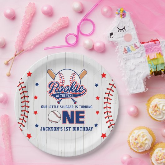 Assiettes En Carton Rookie de l'année 1er Anniversaire Baseball (Fête)