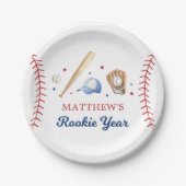 Assiettes En Carton Rookie de l'année Baseball premier anniversaire (Devant)