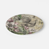 Assiettes En Carton Rooster Garden Flower Papillon Art (Angle)