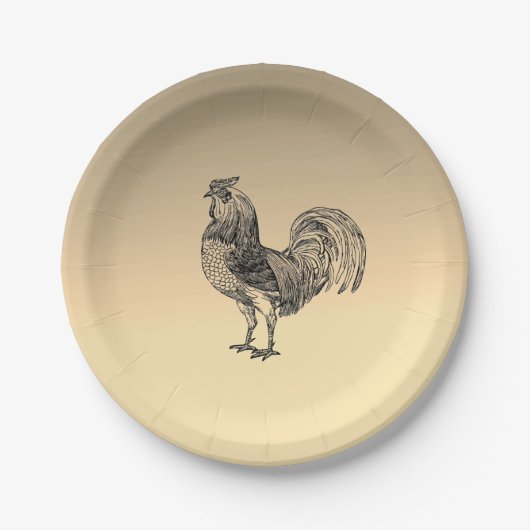 Assiettes En Carton Rooster rustique (Devant)