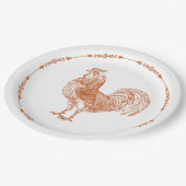 Assiettes En Carton Rooster rustique rouge (Angle)