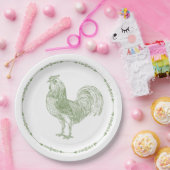 Assiettes En Carton Rooster rustique Sage Green (Fête)