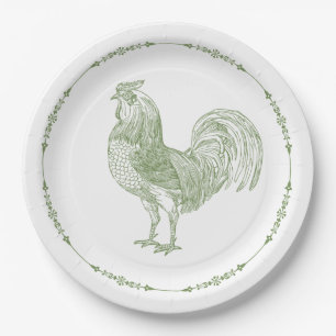 Assiettes En Carton Rooster rustique Sage Green