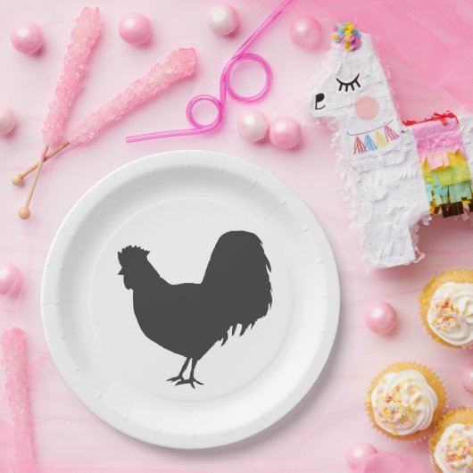 Assiettes En Carton Rooster Silhouette Barnyard Party Paper Napkin (Fête)